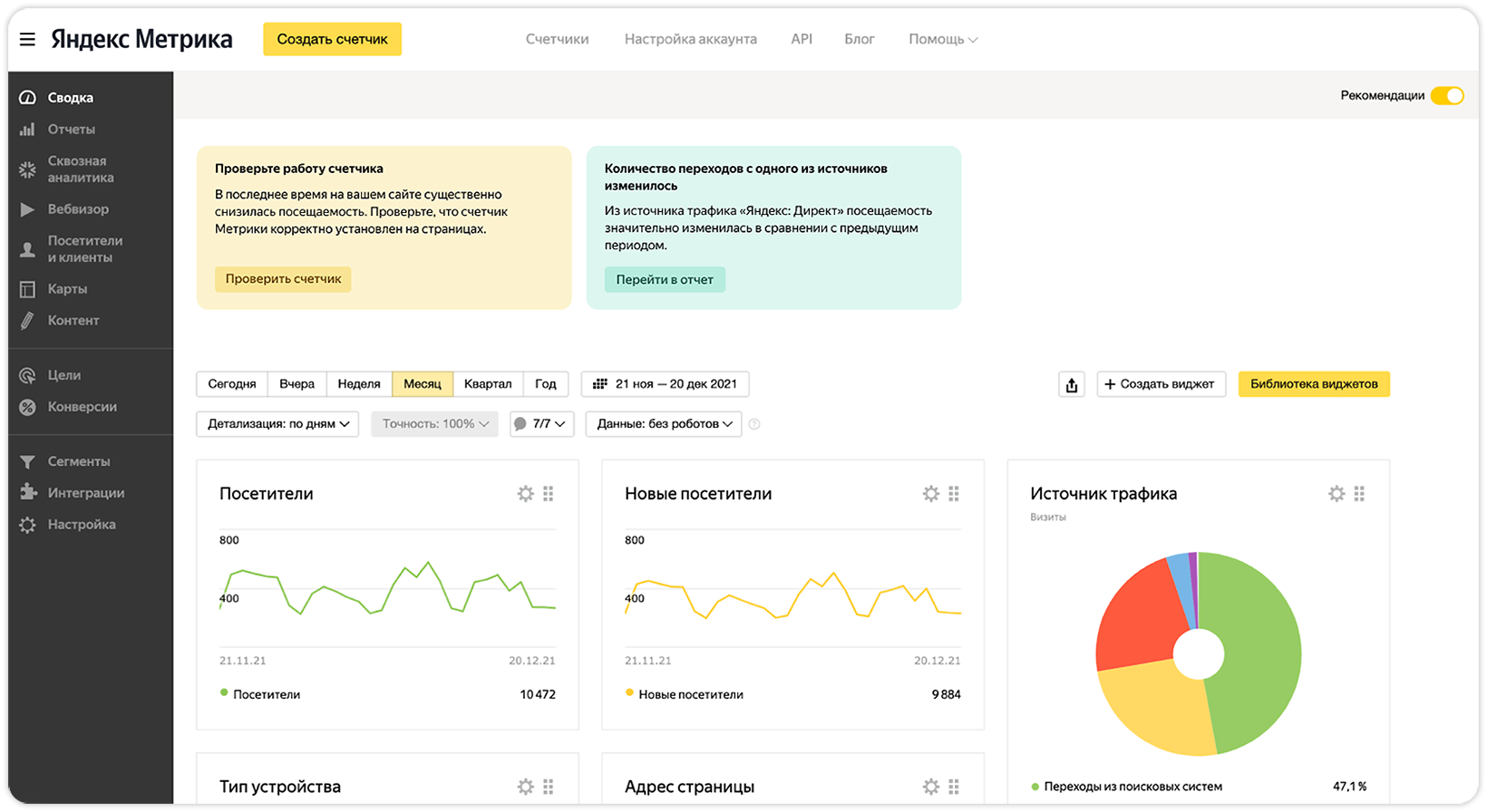 Новые инструменты Метрики для проверки и мониторинга работы счетчика — Новости рекламных технологий Яндекса4